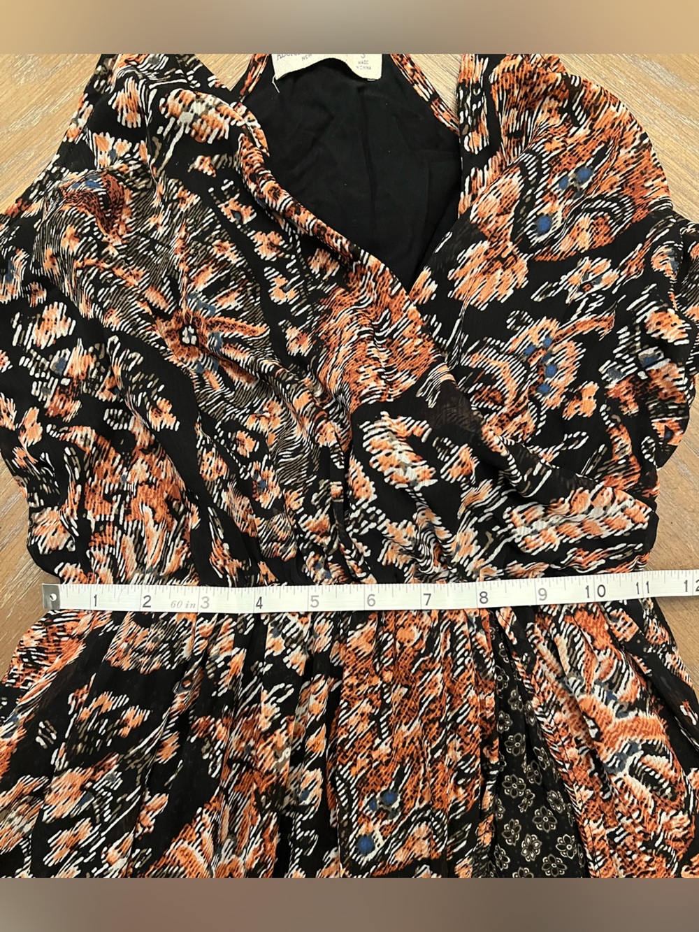 Abercrombie & Fitch Black and Rust Floral Wrap Maxi Dress - Picture 6 of 8